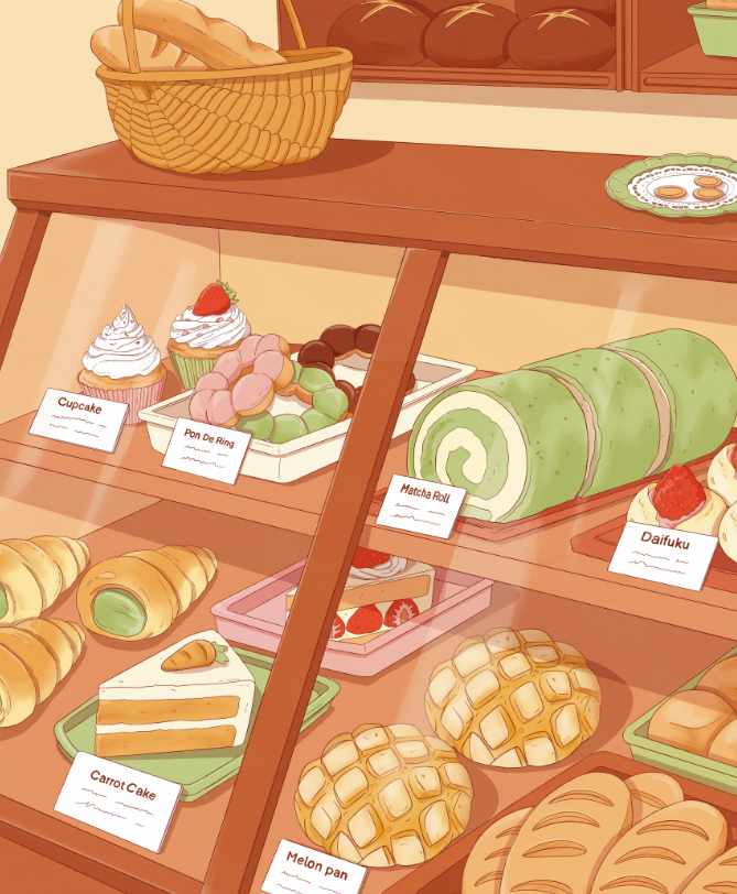dessin boulangerie japonaise