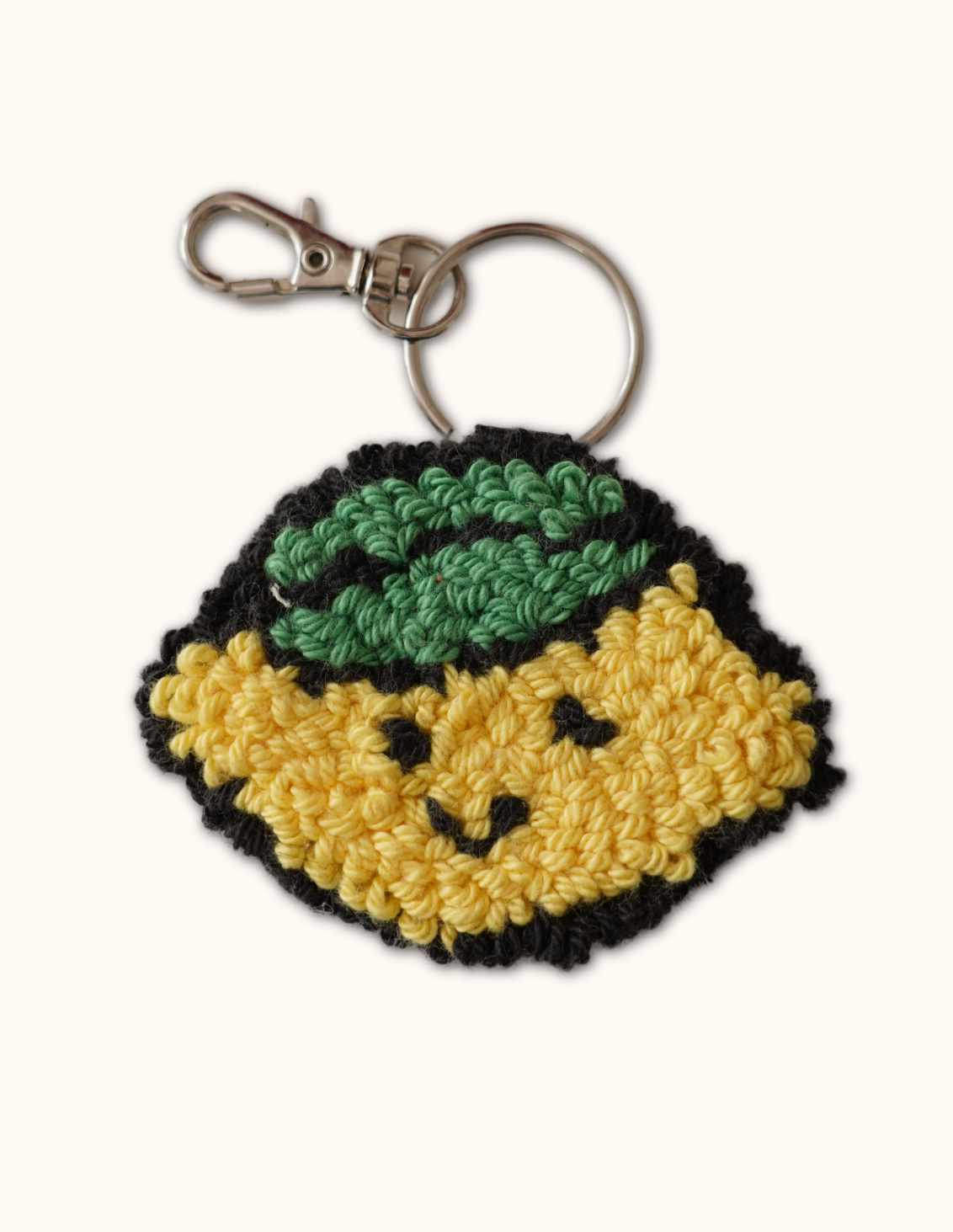Porte-clés punch needle citron