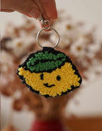 Porte-clés punch needle citron