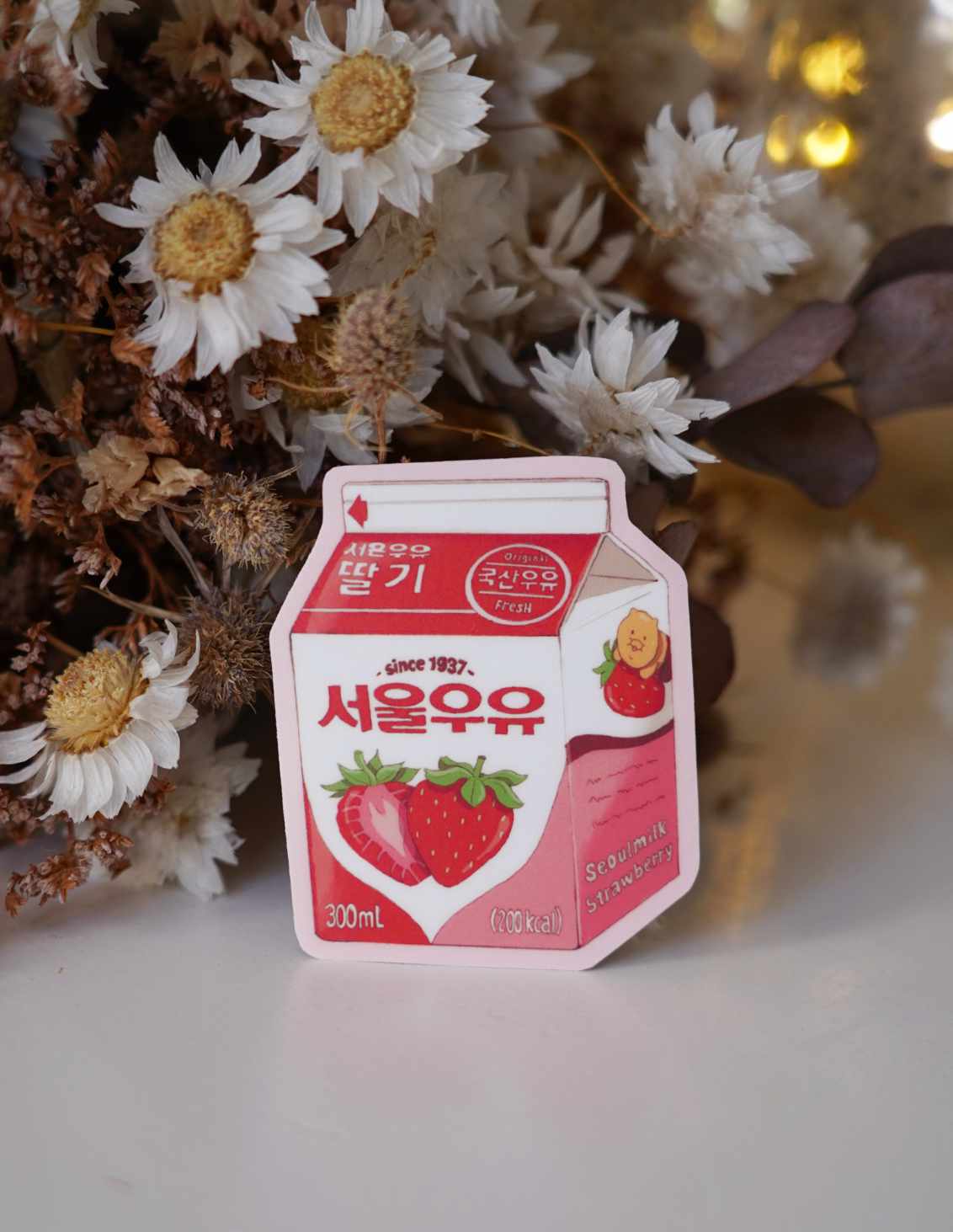 Sticker lait à la fraise (Mat)