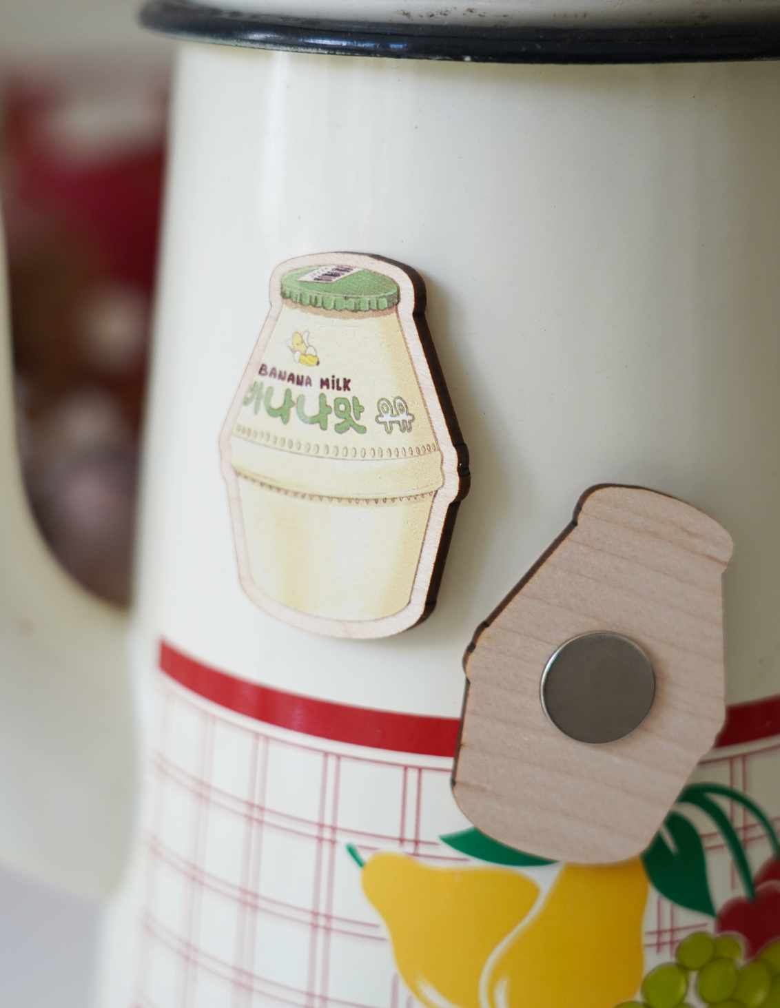 Magnet en bois - Lait à la banane
