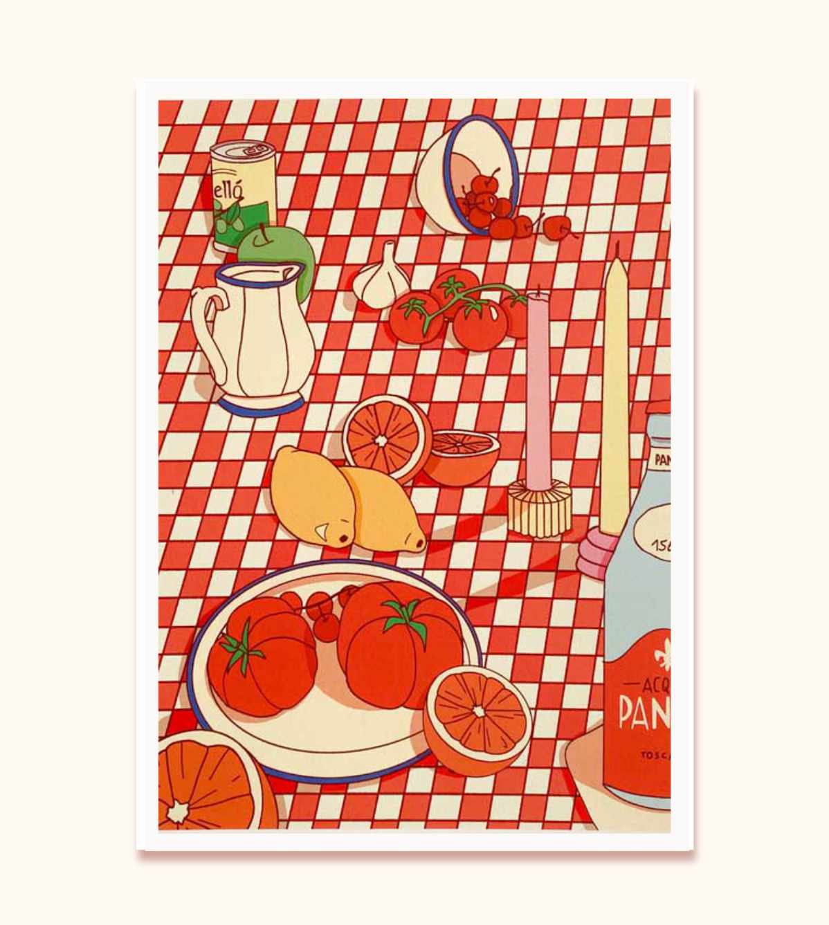 Affiche Nappe d'été, Illustration nature morte moderne