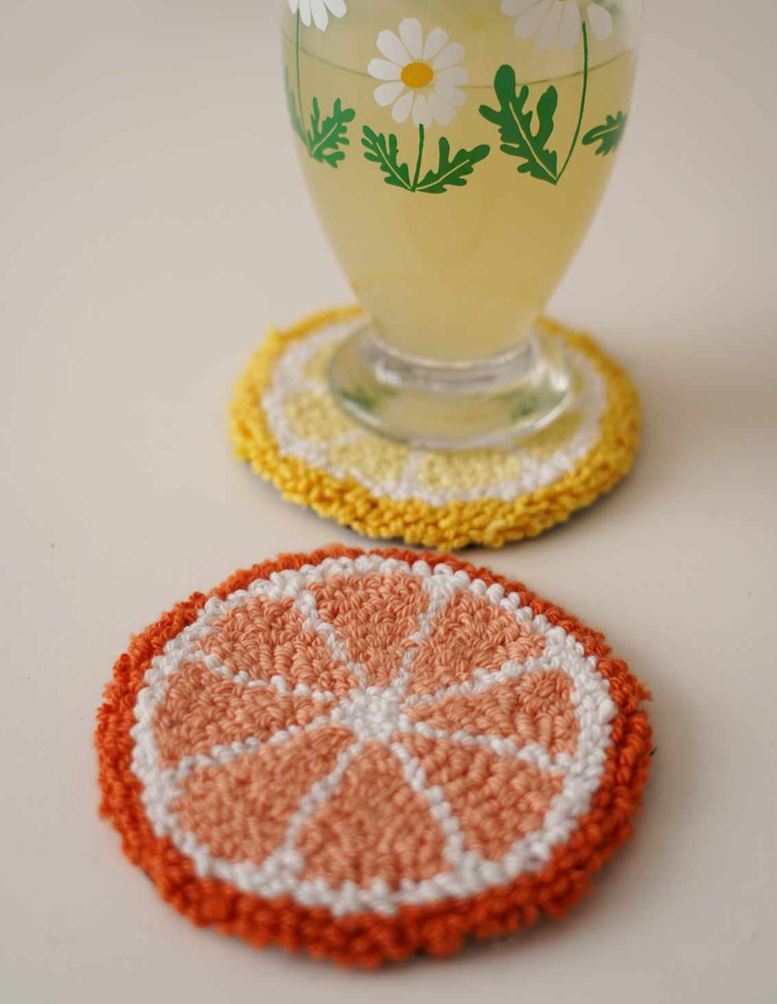 sous-verre Punch Needle tranche d'orange