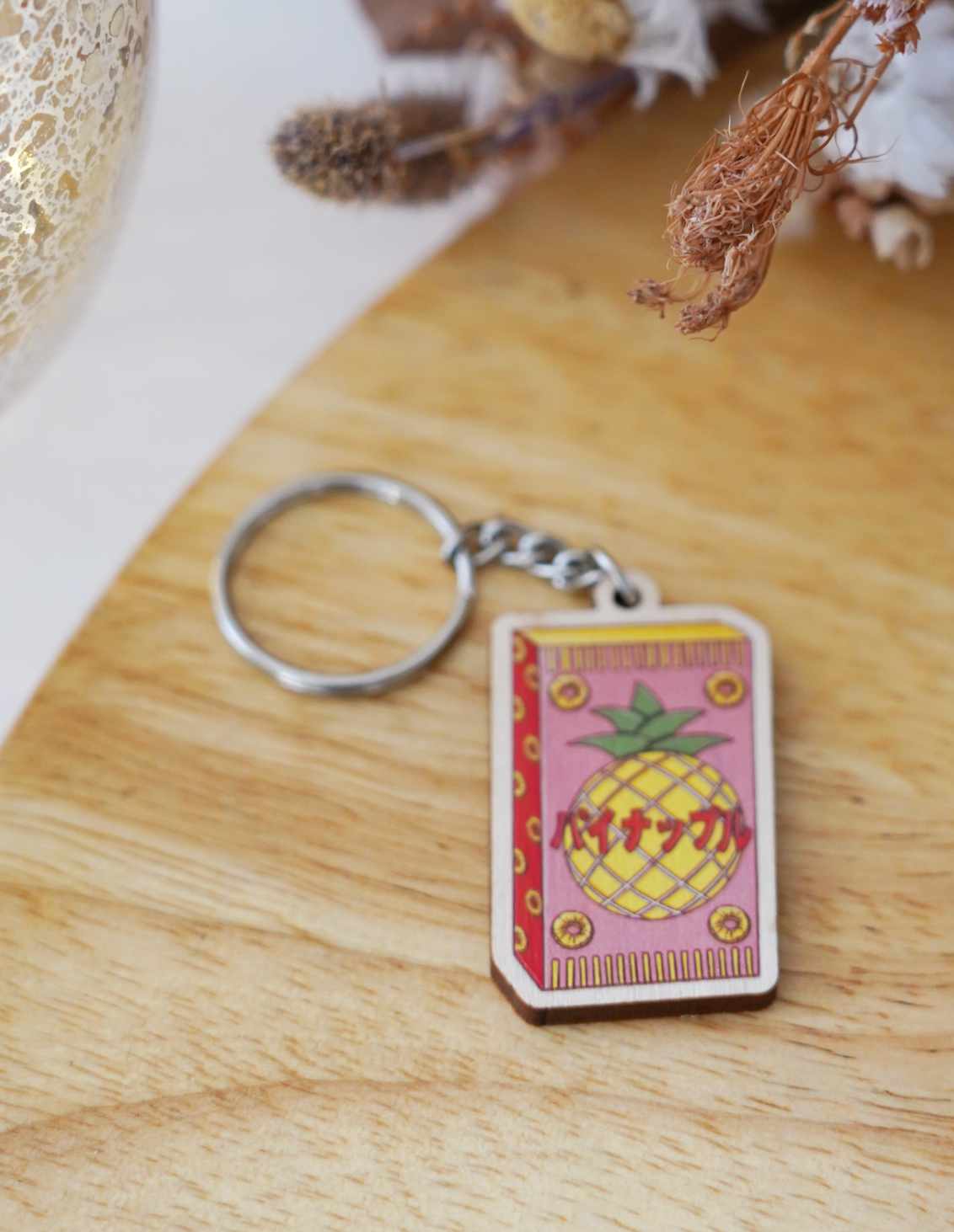 Porte-clés en bois - Ananas