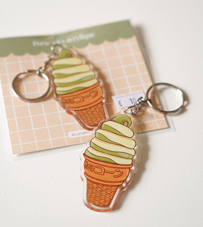 Porte-clés glace matcha vanille