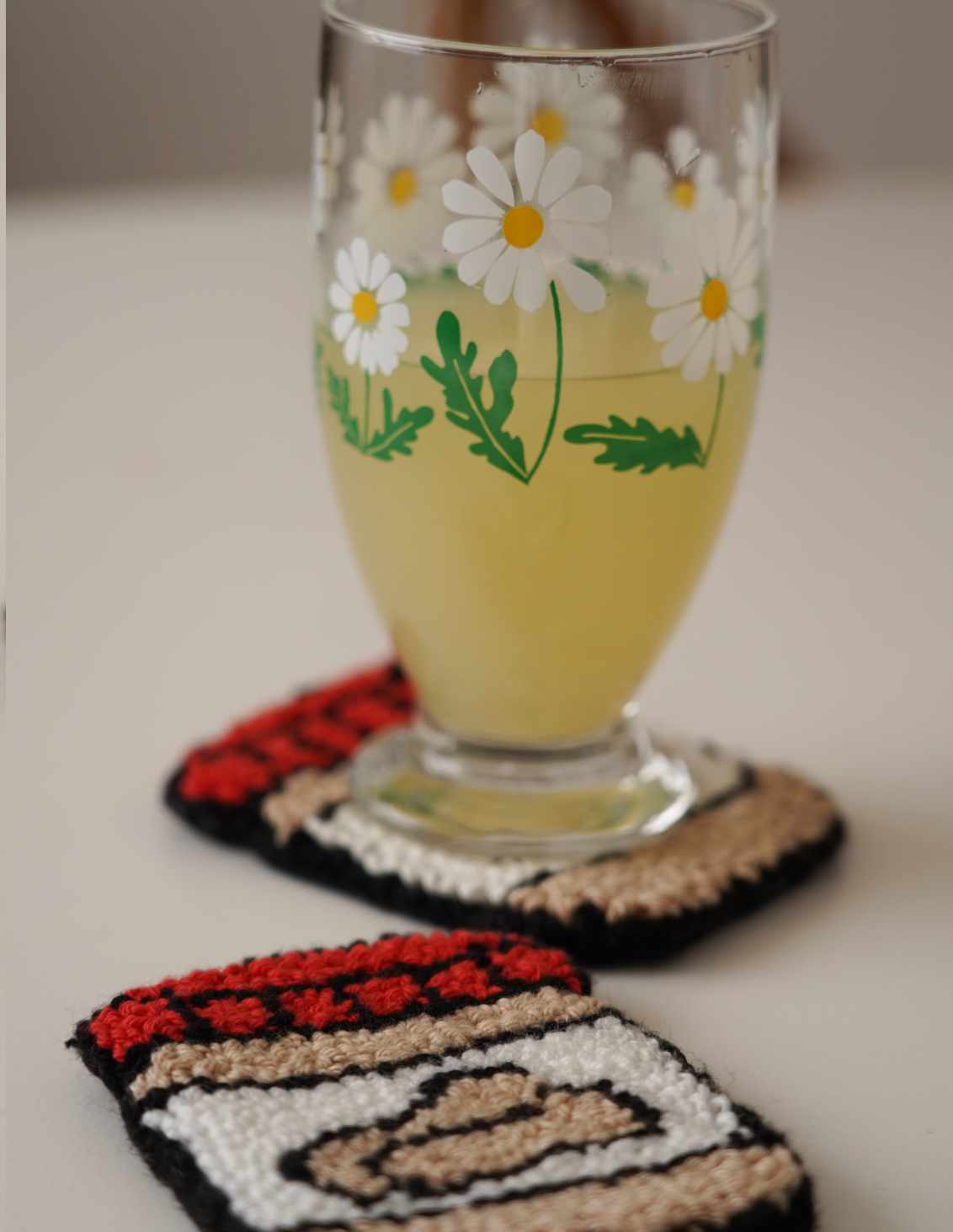 sous-verre Punch Needle beurre de cacahuète