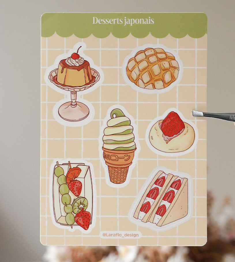 planche stickers desserts japonais