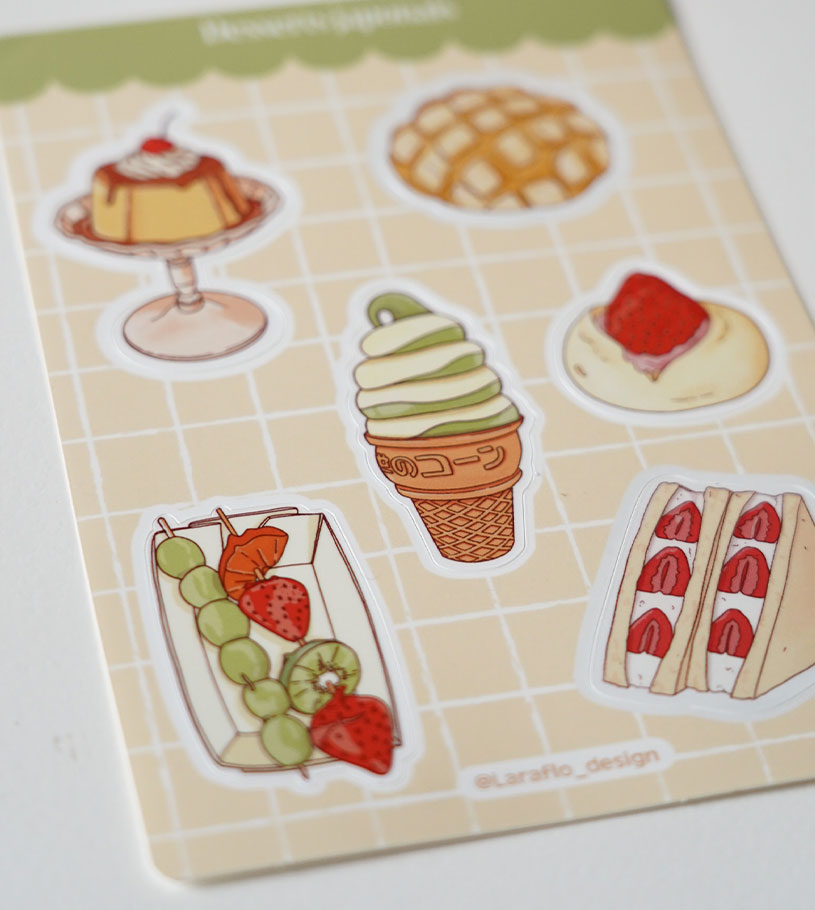 Planche de stickers "Desserts japonais"