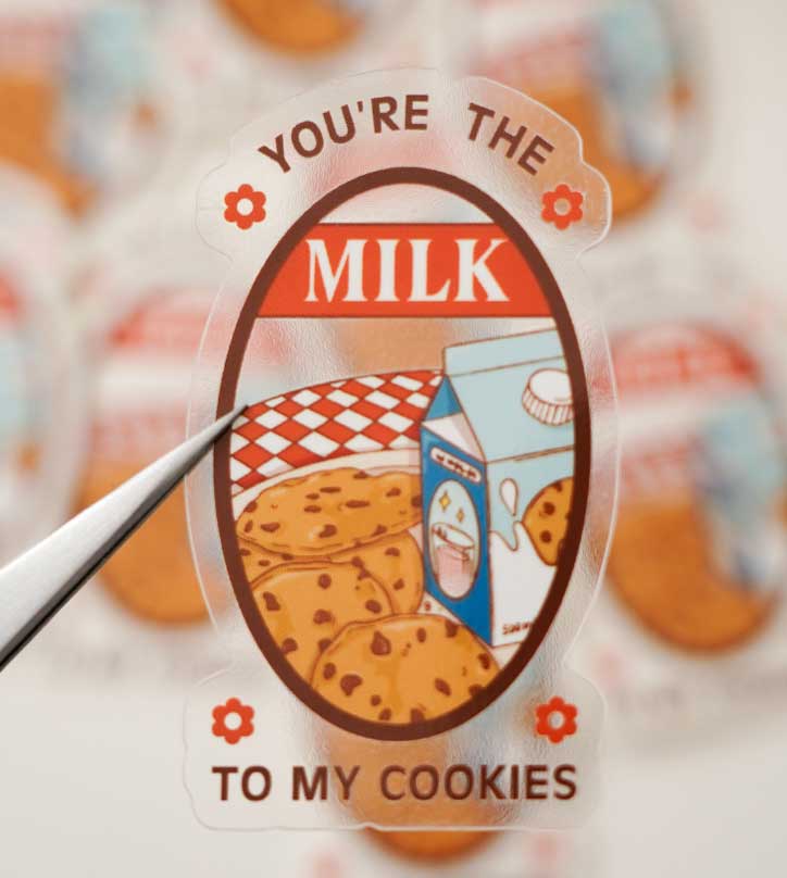 Stickers transparent cookies and milk