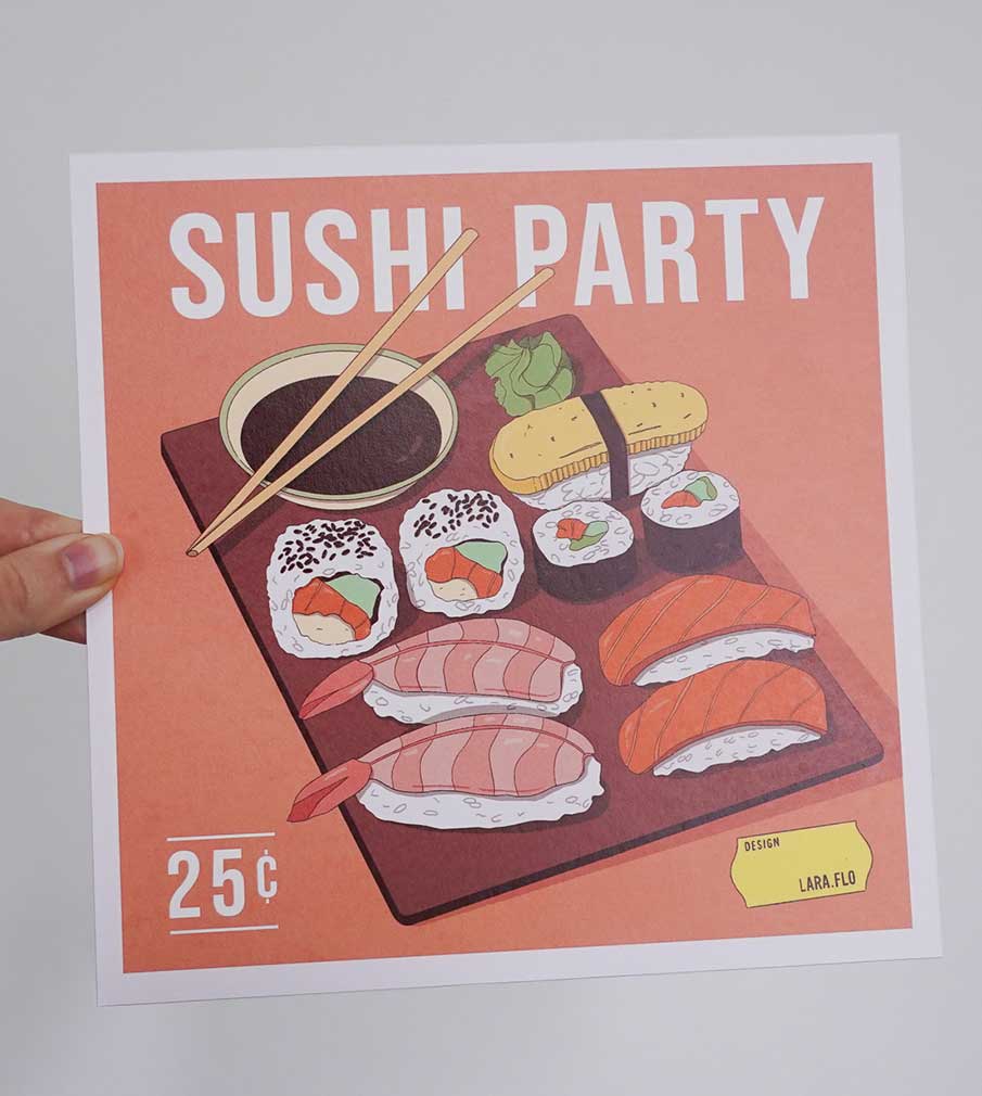 Affiche format carré Sushi Party